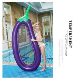 Inflatable Eggplant Swimming Ring; Portable Thickened Folding Float For Kids And Adults Pool Beach Sea Summer