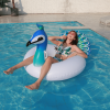 Fashionable Blue Peacock Swimming Ring; Adult Water Floating Row Large Recliner Swimming Ring