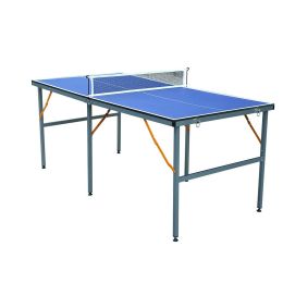 6ft Mid-Size Table Tennis Table Foldable & Portable Ping Pong Table Set for Indoor & Outdoor Games with Net; 2 Table Tennis Paddles and 3 Balls