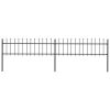 vidaXL Garden Fence with Spear Top Steel 133.9"x23.6" Black