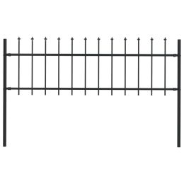 vidaXL Garden Fence with Spear Top Steel 66.9"x23.6" Black