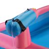 Inflatable Water Slide, Bounce Slide House with Challenging Climbing Wall, Long Slide and Wide Splash Pool - Blue Pink XH