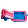 Inflatable Water Slide, Bounce Slide House with Challenging Climbing Wall, Long Slide and Wide Splash Pool - Blue Pink XH