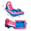 Inflatable Water Slide, Bounce Slide House with Challenging Climbing Wall, Long Slide and Wide Splash Pool - Blue Pink XH