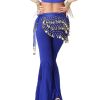 Chiffon Deep Blue Belly Dance Scarf With Dangling Gold Coin Belt Skirt 158 Coins