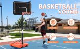 Portable Basketball Hoop &amp; Goal with Vertical Jump Measurement; Outdoor Basketball System with 6.6-10ft Height Adjustment for Youth; Adults