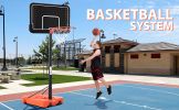 Portable Basketball Hoop &amp; Goal with Vertical Jump Measurement; Outdoor Basketball System with 6.6-10ft Height Adjustment for Youth; Adults