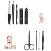 9pcs/set Portable Nail Clipper Cutter File Cuticle Pusher Tools Set For Manicure Pedicure