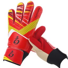 Kid's soccer goalkeeper gloves guantes de portero for children 5-16 years old soft goalkeeper gloves children riding scooters sp (Color: Red, size: 7)