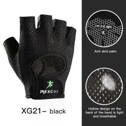 Breathable Fitness Gloves Gym Weightlifting Yoga Bodybuilding Training Sports Thin Non-slip Half Finger Cycling Gloves Equipment (Ships From: China, Color: Black M)