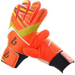 Kid's soccer goalkeeper gloves guantes de portero for children 5-16 years old soft goalkeeper gloves children riding scooters sp (Color: Orange, size: 5)