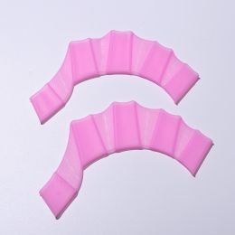 1pair Silicone Hand Webbed For Outdoor Diving Swimming (Color: Pink, size: large)