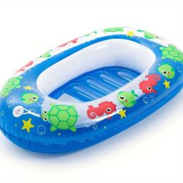 1pc Children's Cute Cartoon Swimming Sitting Ring; Baby Cartoon Floating Ring For Swimming Pool; Bathtub (Color: Blue)