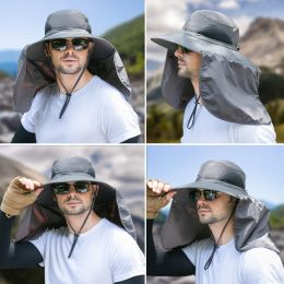 Wide Brim Sun Screen Fisherman's Hat With Neck Flap; Adjustable Waterproof Quick-drying Outdoor Hiking Fishing Cap For Men Women (Color: Dark Gray, size: 58-60cm/22.83-23.62in)