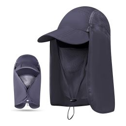 VisBeaut Sun Hat; Fishing Cap; Baseball Cap; Neck Cover With Face Mask For Outdoor Sports (Color: Light grey)