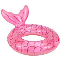 Inflatable Mermaid Swimming Rings; Portable Cartoon PVC Floats For Boys And Girls Beach Pool Party Summer (Color: Pink)