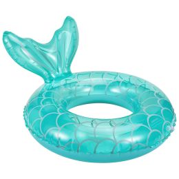 Inflatable Mermaid Swimming Rings; Portable Cartoon PVC Floats For Boys And Girls Beach Pool Party Summer (Color: Light Green)