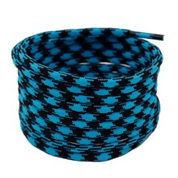 Weiou Cheap Hot Sale Top10 Round Black Blue Rhombus Grain Shoestring Striped Double Color Unisex Fashion Shoe laces (Color: #82	Blue-Black, Length: 160CM)