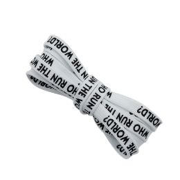 Weiou company Flat  printed shoelaces White/ Black  WHO RUNS THE WORLD water proof cool pattern Shoe Laces (Color: #825	White-Black Text, Length: 160CM)