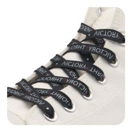 Weiou Support Printed Logo Flat Double polyester cotton  Customized Length and width Manufacturer Hot Sale Shoelaces (Color: #787 Black-White, Length: 80CM)