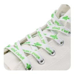 Weiou Manufacturer Sublimation Printed Logo Colorful Flat polyester cotton Custom Length And Width Hot Sale Shoe Laces (Color: #784 White-green, Length: 80CM)