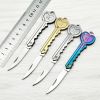 OK Foldable Knife Key Chain Mini Pocket Knife Box Cutter Keychain Pendant Color Handle Decoration