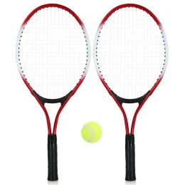 1pair Tennis Rackets With 1pc Tennis Ball & 1pc Bag; For Outdoor Sports; Tennis Playing; Friends And Family Entertainment (Color: Red)