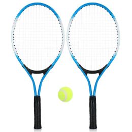 1pair Tennis Rackets With 1pc Tennis Ball & 1pc Bag; For Outdoor Sports; Tennis Playing; Friends And Family Entertainment (Color: Blue)