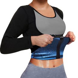 Sauna Suit For Women Sweat Body Shaper Waist Trainer Long Sleeve Zipper Shirt ( Buy A Size Up ) (size: XXXL)