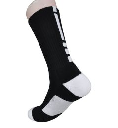 Men 2Pairs/Lot custom terry cushioned wholesale elite factories basketball sports socks L size (quantity: 2Pairs, Color: Black with white)