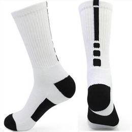 Men 2Pairs/Lot custom terry cushioned wholesale elite factories basketball sports socks L size (quantity: 2Pairs, Color: White with black)