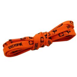 Weiou Shoe Accessories Pretty Design Printing Logo And Letter Flat Orange Polyester Waterproof Printed Shoe Laces (Color: Orange-black, Length: 170cm)