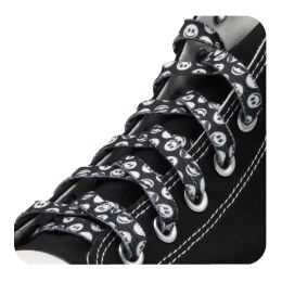 Weiou Manufacturer Flat polyester cotton Good Looking Custom Length Printed Shoelaces For Sneakers (Color: #715 Black/White, Length: 80CM)