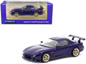 Mazda RX-7 FD3S Mazdaspeed A-Spec RHD (Right Hand Drive) "Global64" Series 1/64 Diecast Model Car by Tarmac Works (Color: Innocent Blue Mica)