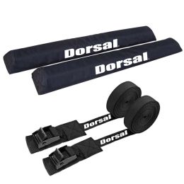 DORSAL Aero Roof Rack Pads with 15 ft Surf Straps for Car Surfboard Kayak SUP Long (Color: Black, size: 20")