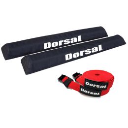 DORSAL Aero Roof Rack Pads with 15 ft Surf Straps for Car Surfboard Kayak SUP Long (Color: Red, size: 28")