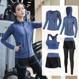 Thin gym yoga clothing - Long sleeve (Color: Blue, size: M)