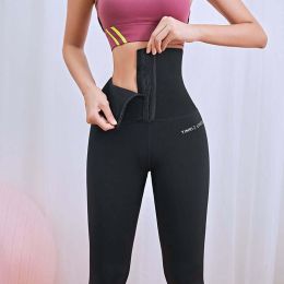 Fitness pants with waist and abdomen (Color: Black, size: S)