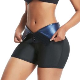 Slimming Pants Waist Trainer Shapewear Tummy Hot Thermo Sweat Leggings Fitness Workout Sweat Sauna Pants Body Shaper (Color: Blue, size: M)