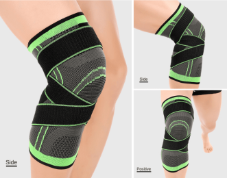 Sports Knee Pads Fitness Running Cycling Knee Support Braces Elastic Nylon Sport Compression Knee Pad Sleeve - 2PC (Color: Green, size: XXL)