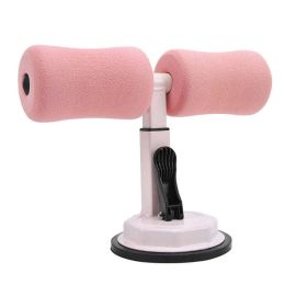 Sit-up Trainer Crunch Bar Floor Assistant Ankle Support Exercise Stand Padded Workout Equipment for Home Gym Gear (Color: Pink)