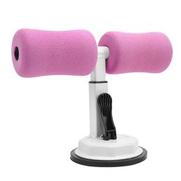 Sit-up Trainer Crunch Bar Floor Assistant Ankle Support Exercise Stand Padded Workout Equipment for Home Gym Gear (Color: Rose red)