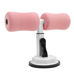 Sit-up Trainer Crunch Bar Floor Assistant Ankle Support Exercise Stand Padded Workout Equipment for Home Gym Gear (Color: Peach with white)