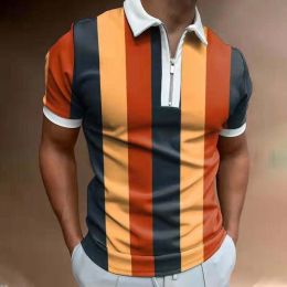 Men's POLO Shirt Printed Short Sleeve T-Shirt Top (Color: PLS34, size: 2XL)