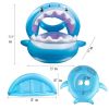 Inflatable Swim Rings For Kids With Sun Shade Poncho; Swim Rings For Infants And Toddlers; Foldable Shark Swim Seat Rings