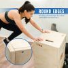 3-in-1 Wooden Jump Box for Crossfit Workout 12*14*16in Height Log color